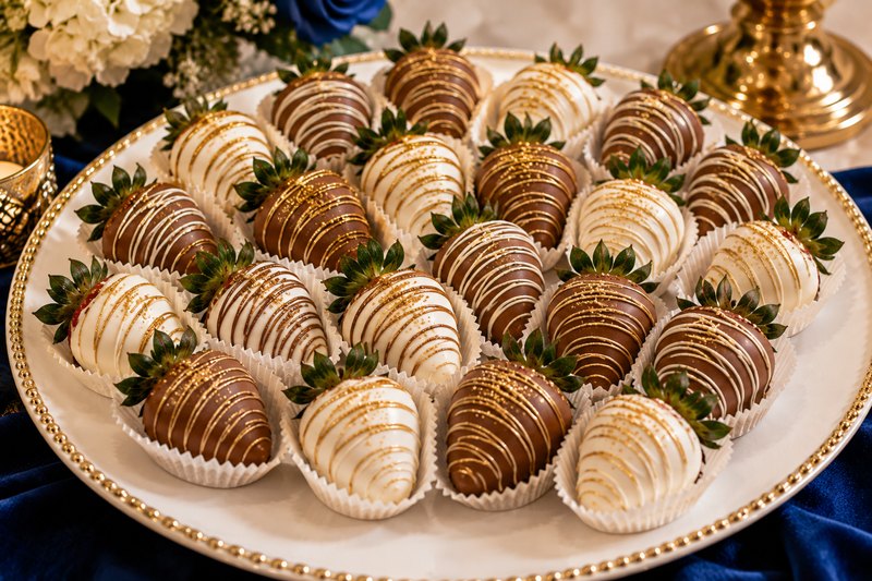 Tray of hand-dipped chocolate covered strawberries